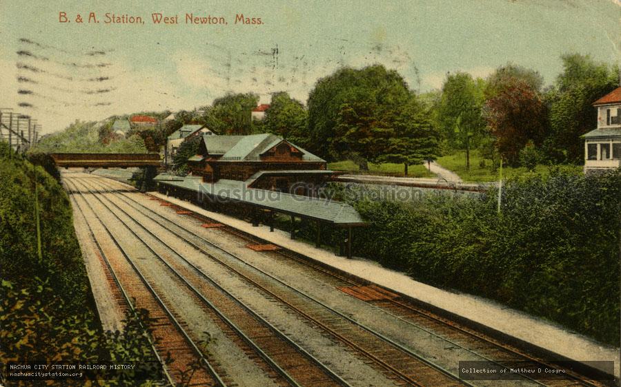 Postcard: Boston & Albany Station, West Newton, Massachusetts